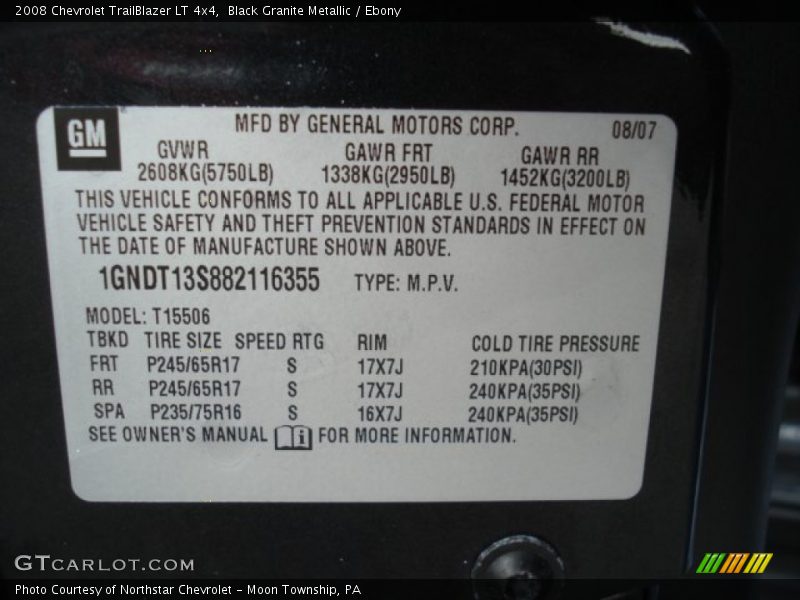 Black Granite Metallic / Ebony 2008 Chevrolet TrailBlazer LT 4x4
