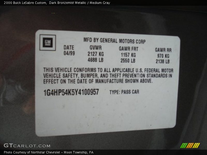 Dark Bronzemist Metallic / Medium Gray 2000 Buick LeSabre Custom