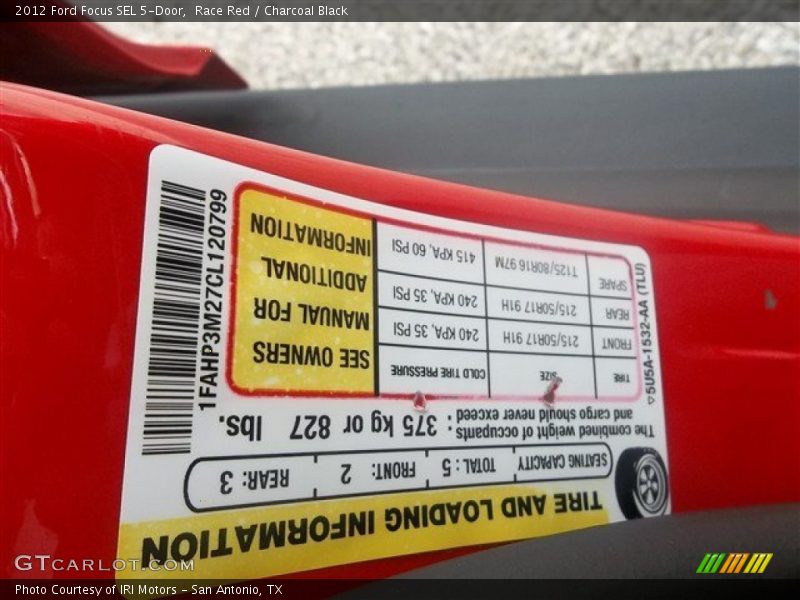 Race Red / Charcoal Black 2012 Ford Focus SEL 5-Door