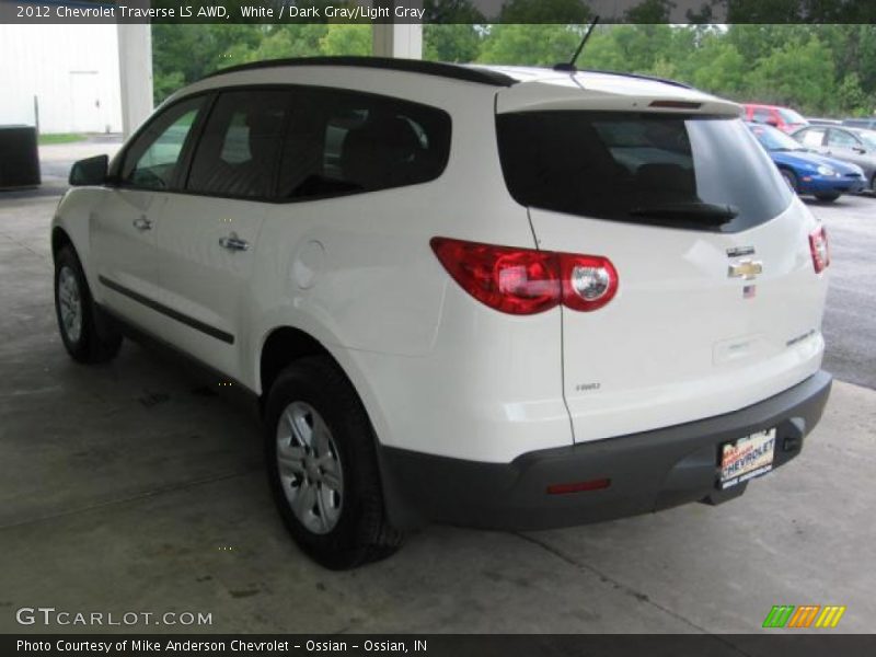 White / Dark Gray/Light Gray 2012 Chevrolet Traverse LS AWD