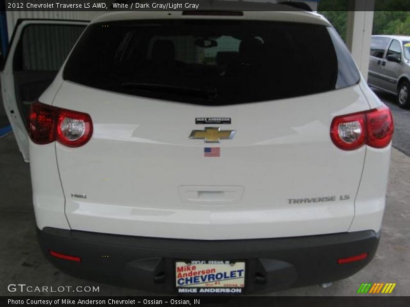 White / Dark Gray/Light Gray 2012 Chevrolet Traverse LS AWD