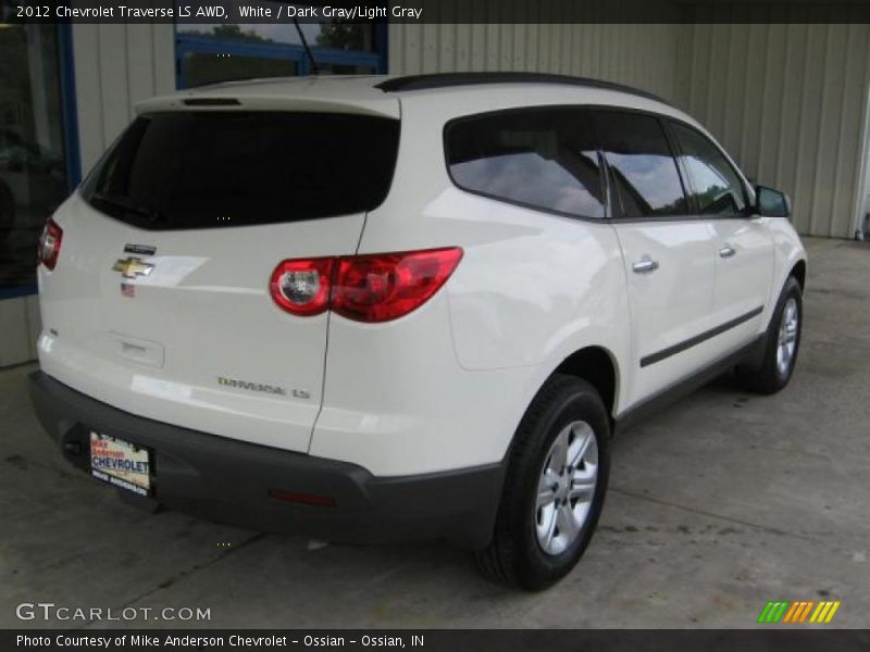 White / Dark Gray/Light Gray 2012 Chevrolet Traverse LS AWD