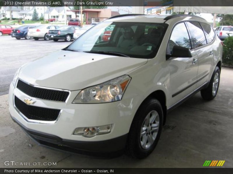 White / Dark Gray/Light Gray 2012 Chevrolet Traverse LS AWD