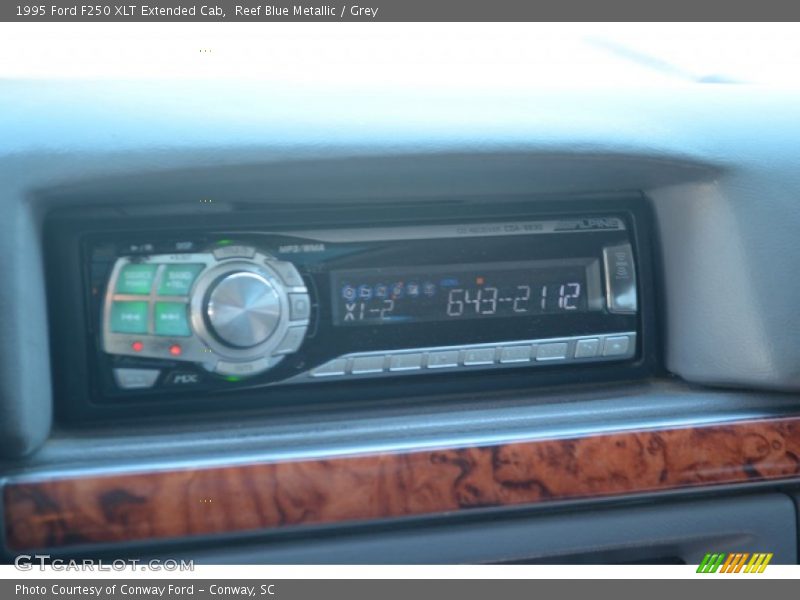 Reef Blue Metallic / Grey 1995 Ford F250 XLT Extended Cab