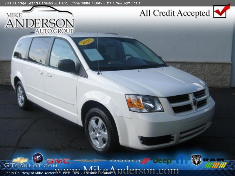 Stone White / Dark Slate Gray/Light Shale 2010 Dodge Grand Caravan SE Hero