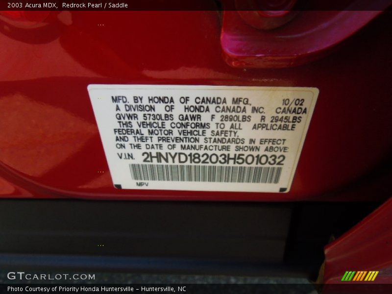 Redrock Pearl / Saddle 2003 Acura MDX