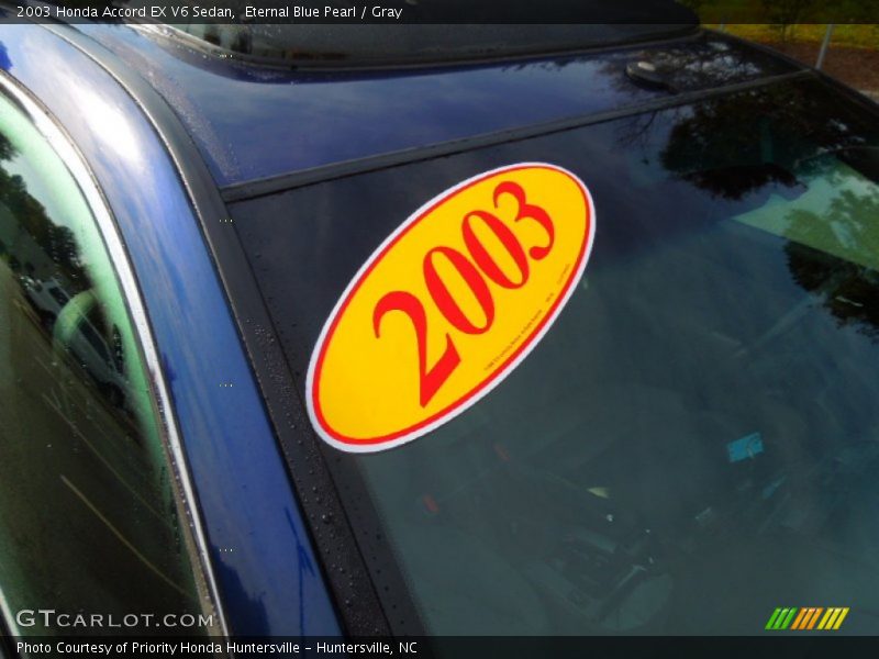Eternal Blue Pearl / Gray 2003 Honda Accord EX V6 Sedan