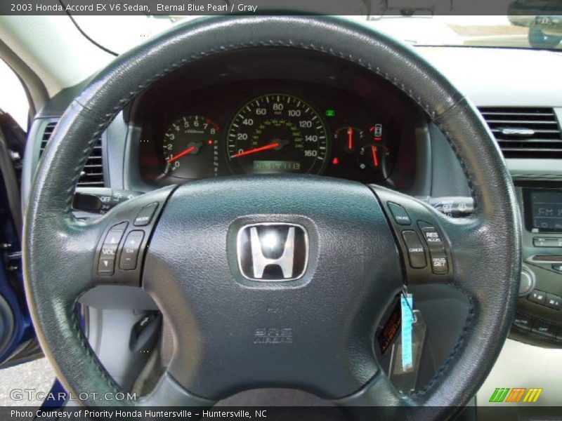 Eternal Blue Pearl / Gray 2003 Honda Accord EX V6 Sedan