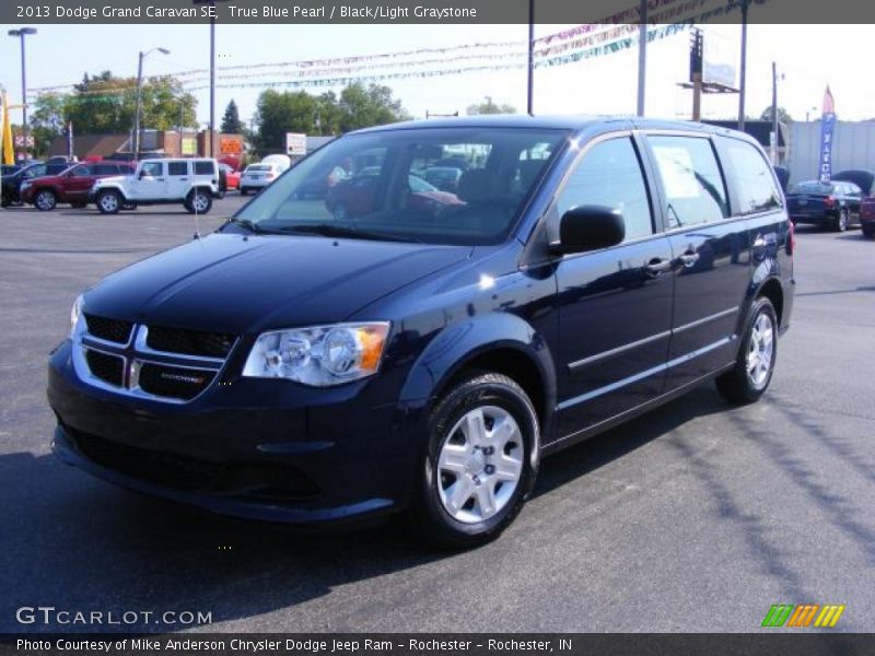 True Blue Pearl / Black/Light Graystone 2013 Dodge Grand Caravan SE