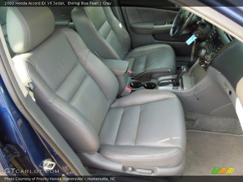 Eternal Blue Pearl / Gray 2003 Honda Accord EX V6 Sedan
