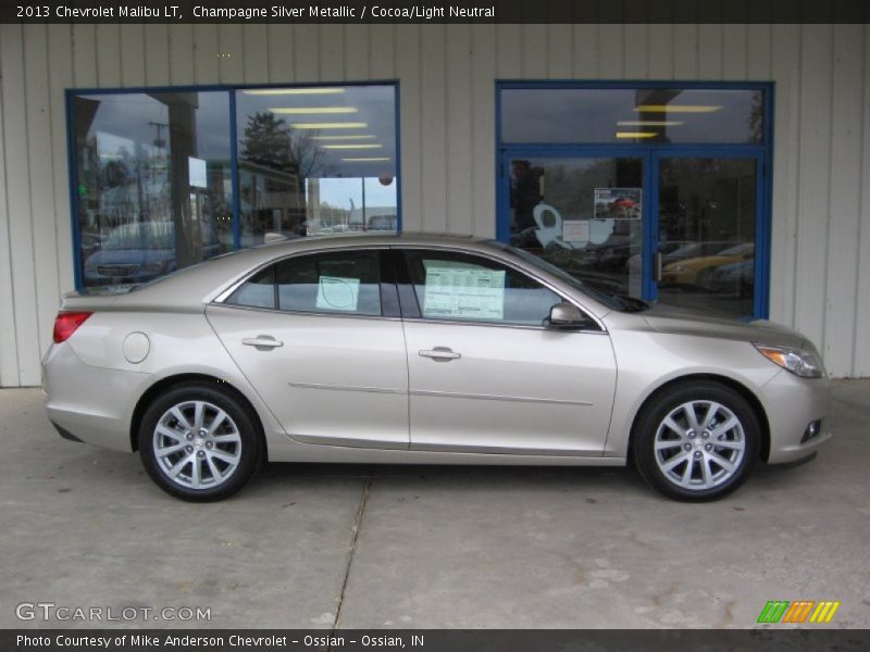 Champagne Silver Metallic / Cocoa/Light Neutral 2013 Chevrolet Malibu LT