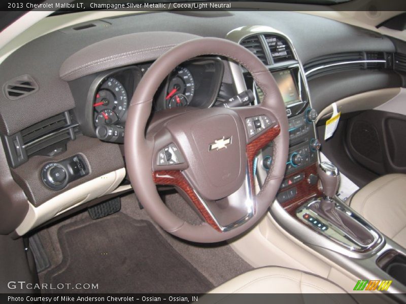 Champagne Silver Metallic / Cocoa/Light Neutral 2013 Chevrolet Malibu LT