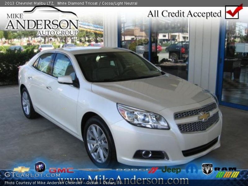 White Diamond Tricoat / Cocoa/Light Neutral 2013 Chevrolet Malibu LTZ