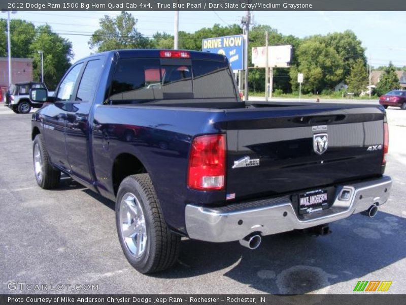 True Blue Pearl / Dark Slate Gray/Medium Graystone 2012 Dodge Ram 1500 Big Horn Quad Cab 4x4