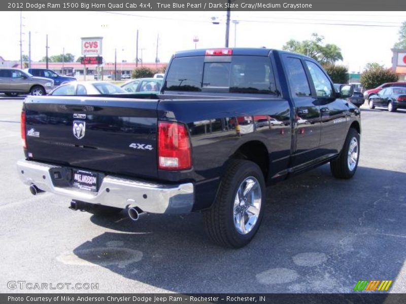 True Blue Pearl / Dark Slate Gray/Medium Graystone 2012 Dodge Ram 1500 Big Horn Quad Cab 4x4