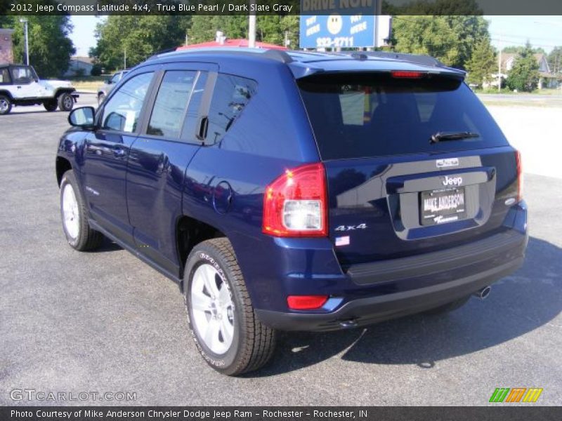 True Blue Pearl / Dark Slate Gray 2012 Jeep Compass Latitude 4x4