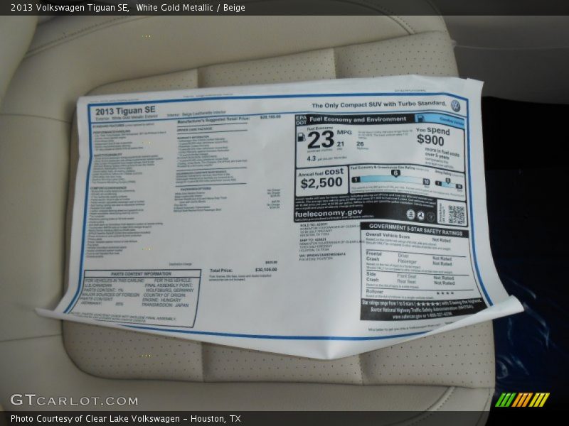 White Gold Metallic / Beige 2013 Volkswagen Tiguan SE