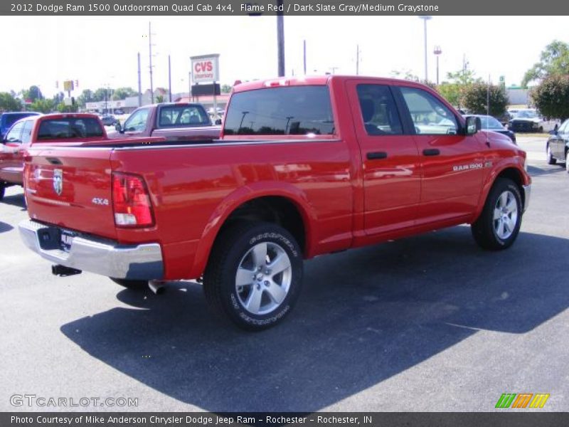 Flame Red / Dark Slate Gray/Medium Graystone 2012 Dodge Ram 1500 Outdoorsman Quad Cab 4x4