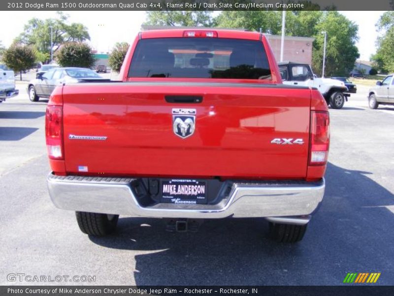 Flame Red / Dark Slate Gray/Medium Graystone 2012 Dodge Ram 1500 Outdoorsman Quad Cab 4x4