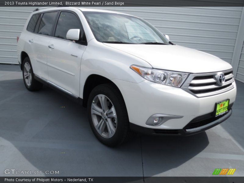 Blizzard White Pearl / Sand Beige 2013 Toyota Highlander Limited