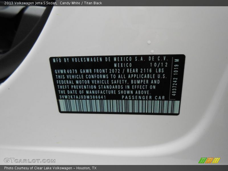 Candy White / Titan Black 2013 Volkswagen Jetta S Sedan