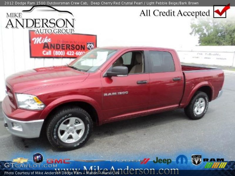 Deep Cherry Red Crystal Pearl / Light Pebble Beige/Bark Brown 2012 Dodge Ram 1500 Outdoorsman Crew Cab