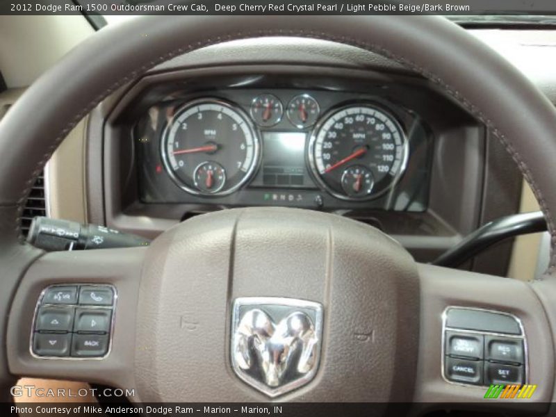 Deep Cherry Red Crystal Pearl / Light Pebble Beige/Bark Brown 2012 Dodge Ram 1500 Outdoorsman Crew Cab