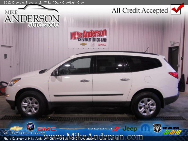 White / Dark Gray/Light Gray 2012 Chevrolet Traverse LS