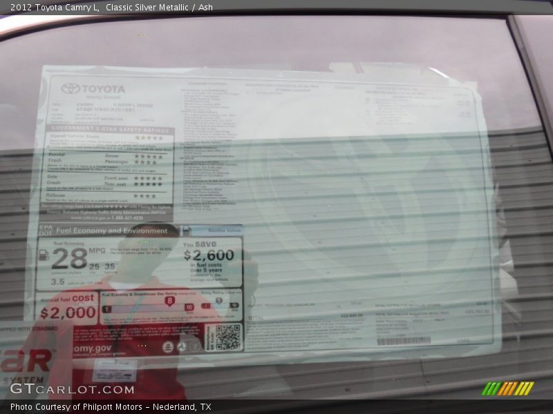 Classic Silver Metallic / Ash 2012 Toyota Camry L