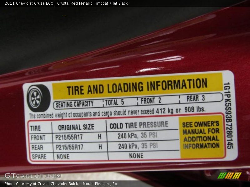 Crystal Red Metallic Tintcoat / Jet Black 2011 Chevrolet Cruze ECO