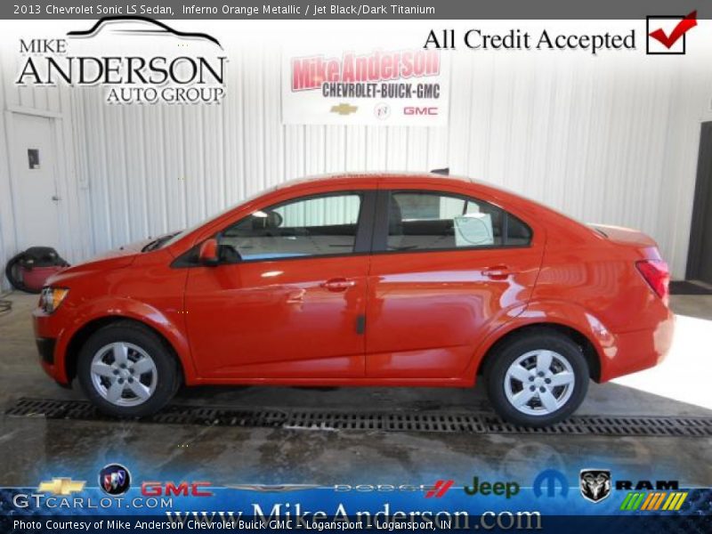 Inferno Orange Metallic / Jet Black/Dark Titanium 2013 Chevrolet Sonic LS Sedan