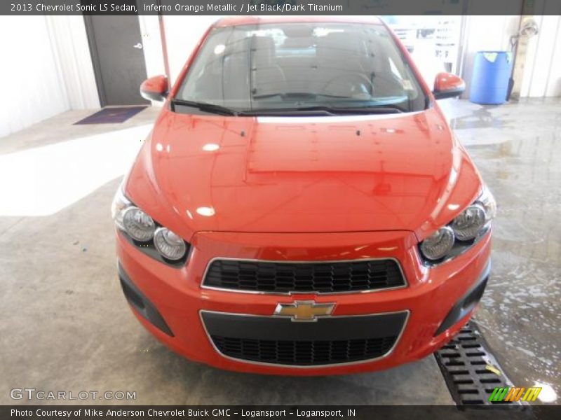 Inferno Orange Metallic / Jet Black/Dark Titanium 2013 Chevrolet Sonic LS Sedan