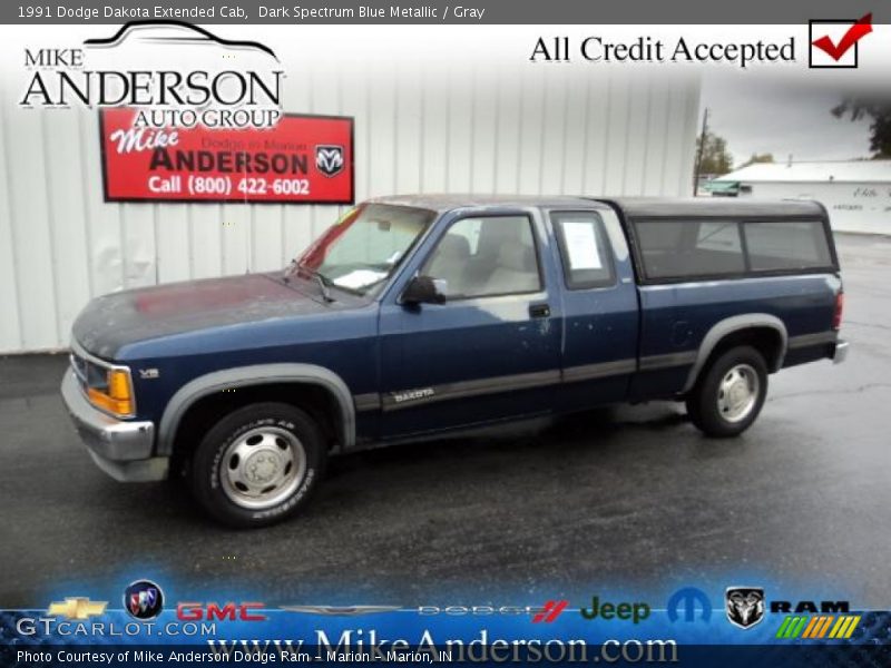 Dark Spectrum Blue Metallic / Gray 1991 Dodge Dakota Extended Cab
