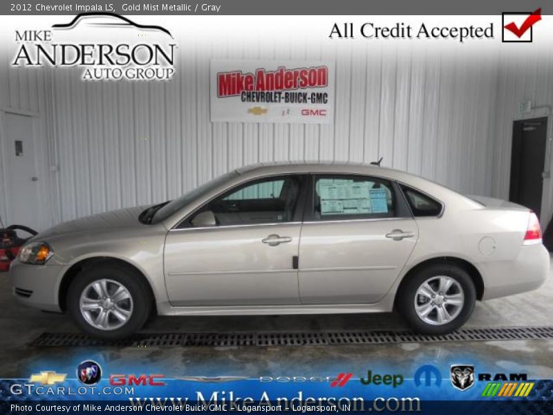 Gold Mist Metallic / Gray 2012 Chevrolet Impala LS