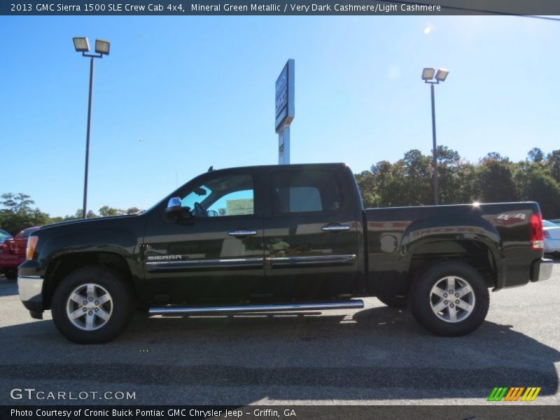 Mineral Green Metallic / Very Dark Cashmere/Light Cashmere 2013 GMC Sierra 1500 SLE Crew Cab 4x4