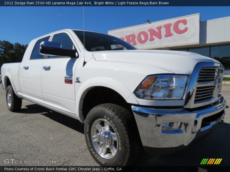 Bright White / Light Pebble Beige/Bark Brown 2012 Dodge Ram 2500 HD Laramie Mega Cab 4x4