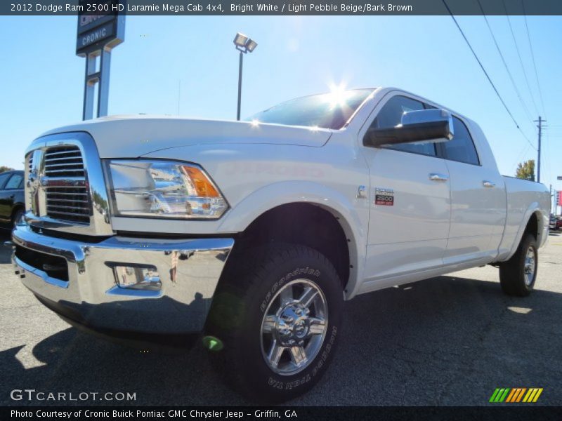Bright White / Light Pebble Beige/Bark Brown 2012 Dodge Ram 2500 HD Laramie Mega Cab 4x4
