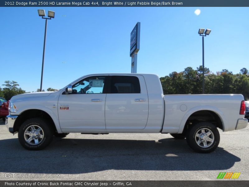 Bright White / Light Pebble Beige/Bark Brown 2012 Dodge Ram 2500 HD Laramie Mega Cab 4x4