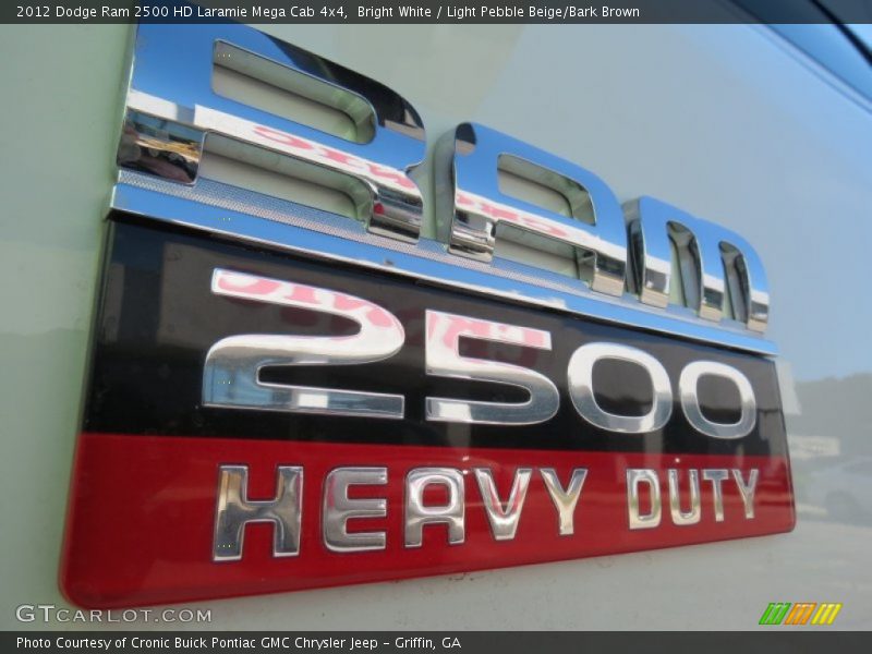 Bright White / Light Pebble Beige/Bark Brown 2012 Dodge Ram 2500 HD Laramie Mega Cab 4x4