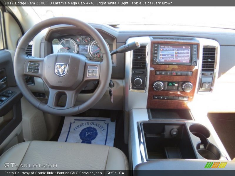 Bright White / Light Pebble Beige/Bark Brown 2012 Dodge Ram 2500 HD Laramie Mega Cab 4x4