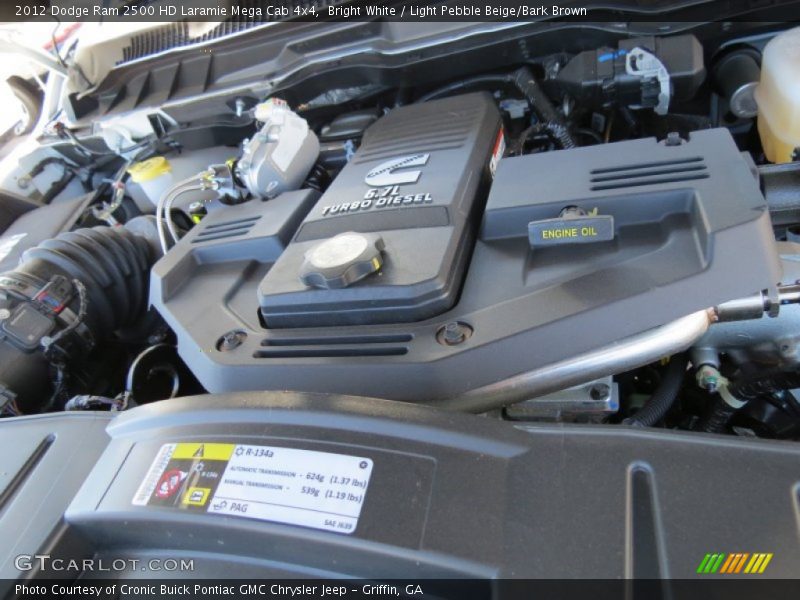 Bright White / Light Pebble Beige/Bark Brown 2012 Dodge Ram 2500 HD Laramie Mega Cab 4x4