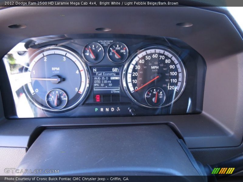 Bright White / Light Pebble Beige/Bark Brown 2012 Dodge Ram 2500 HD Laramie Mega Cab 4x4