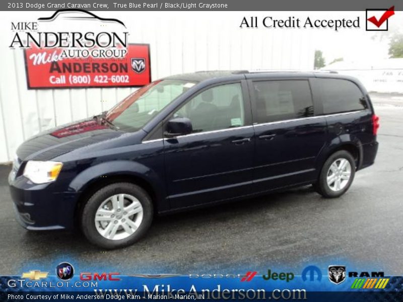 True Blue Pearl / Black/Light Graystone 2013 Dodge Grand Caravan Crew