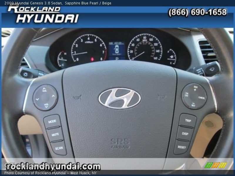Sapphire Blue Pearl / Beige 2009 Hyundai Genesis 3.8 Sedan
