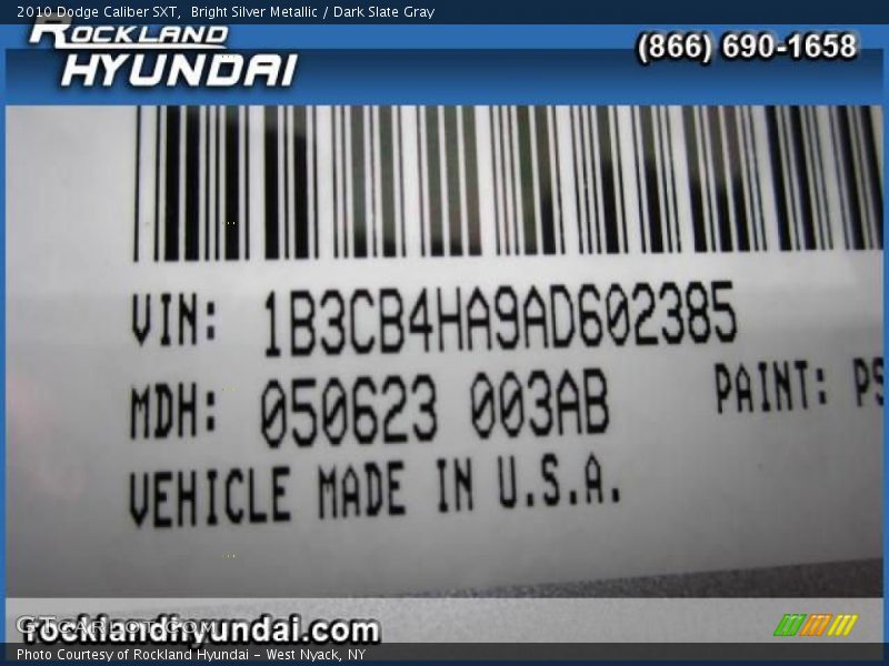 Bright Silver Metallic / Dark Slate Gray 2010 Dodge Caliber SXT