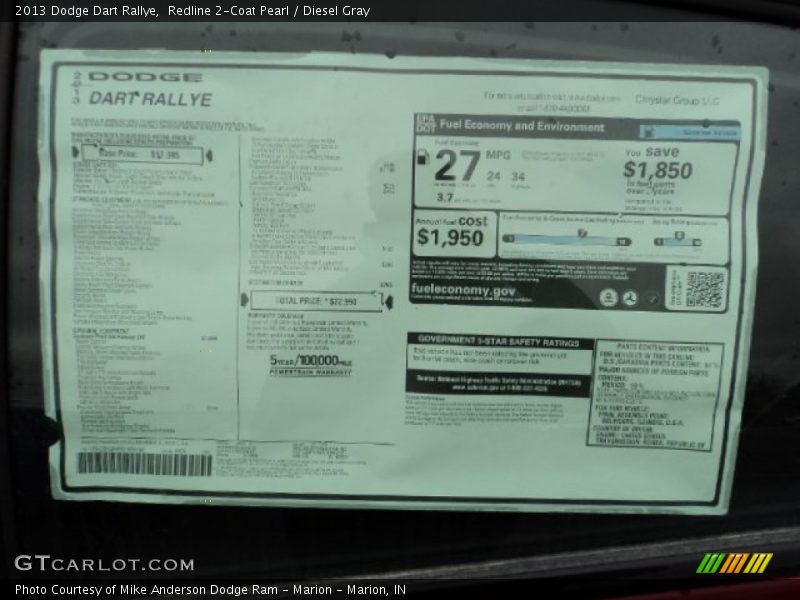 Redline 2-Coat Pearl / Diesel Gray 2013 Dodge Dart Rallye