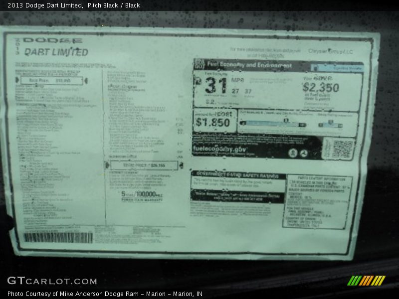 Pitch Black / Black 2013 Dodge Dart Limited