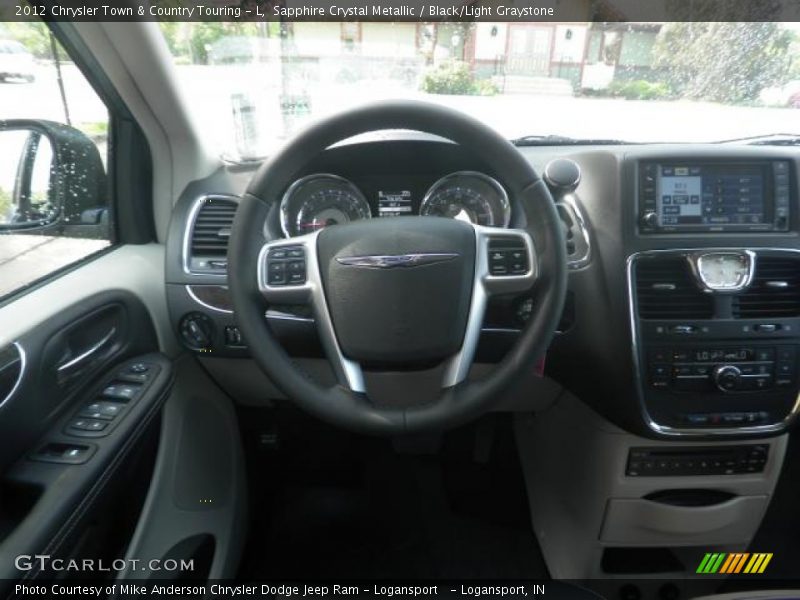 Sapphire Crystal Metallic / Black/Light Graystone 2012 Chrysler Town & Country Touring - L