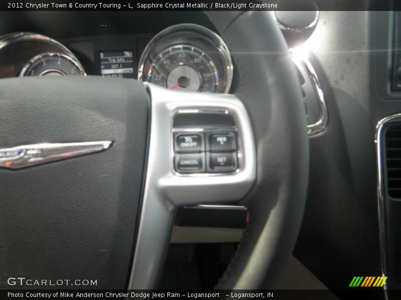 Sapphire Crystal Metallic / Black/Light Graystone 2012 Chrysler Town & Country Touring - L