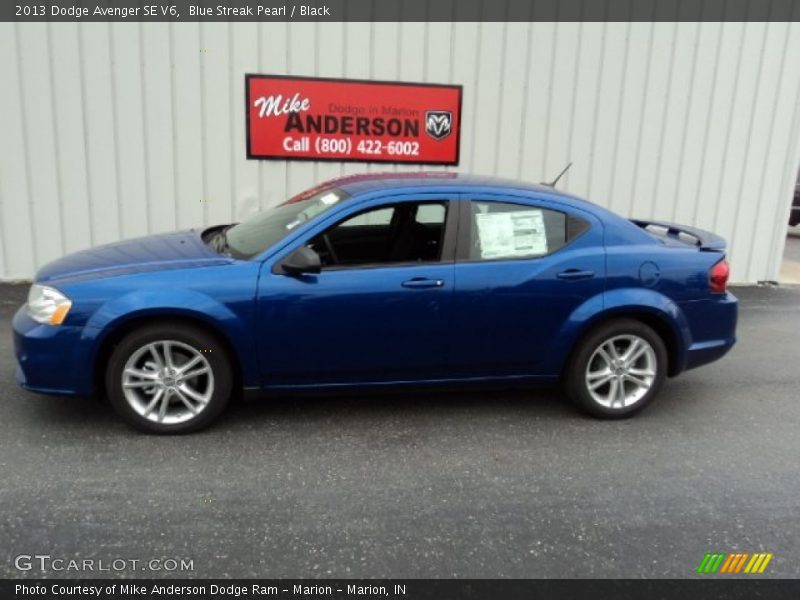 Blue Streak Pearl / Black 2013 Dodge Avenger SE V6